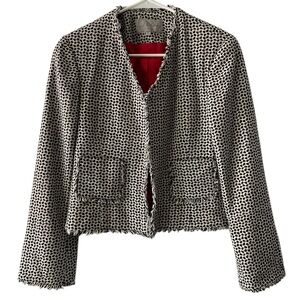 Emil Rutenberg 100% tweed black & cream open front blazer